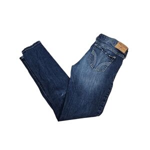 Hollister Faded Dark Wash Stretch Denim Skinny Jeans Size 5 Short‎ Juniors E35